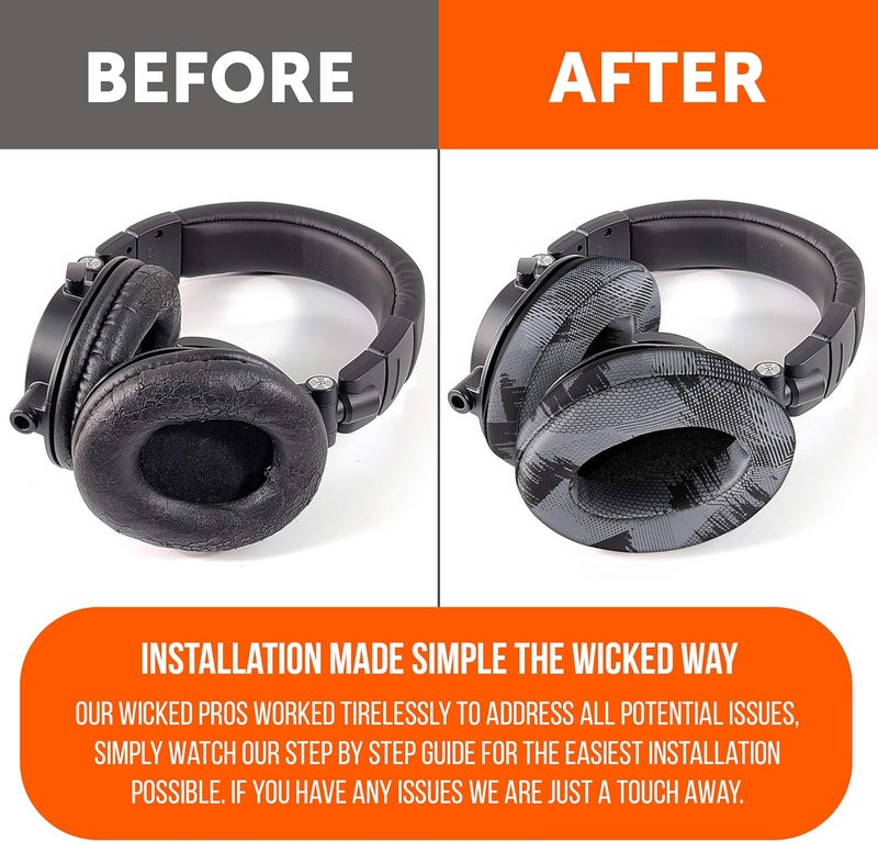 WC وسائد ويكيد بادز - وسائد أذن سميكة وناعمة لـ ATH M50X / M40X / SteelSeries Arctis / HyperX Cloud & Alpha / Logitech G Pro X / متوافقة مع أكثر من 50 سماعة رأس | أنثراسايت - Image 4